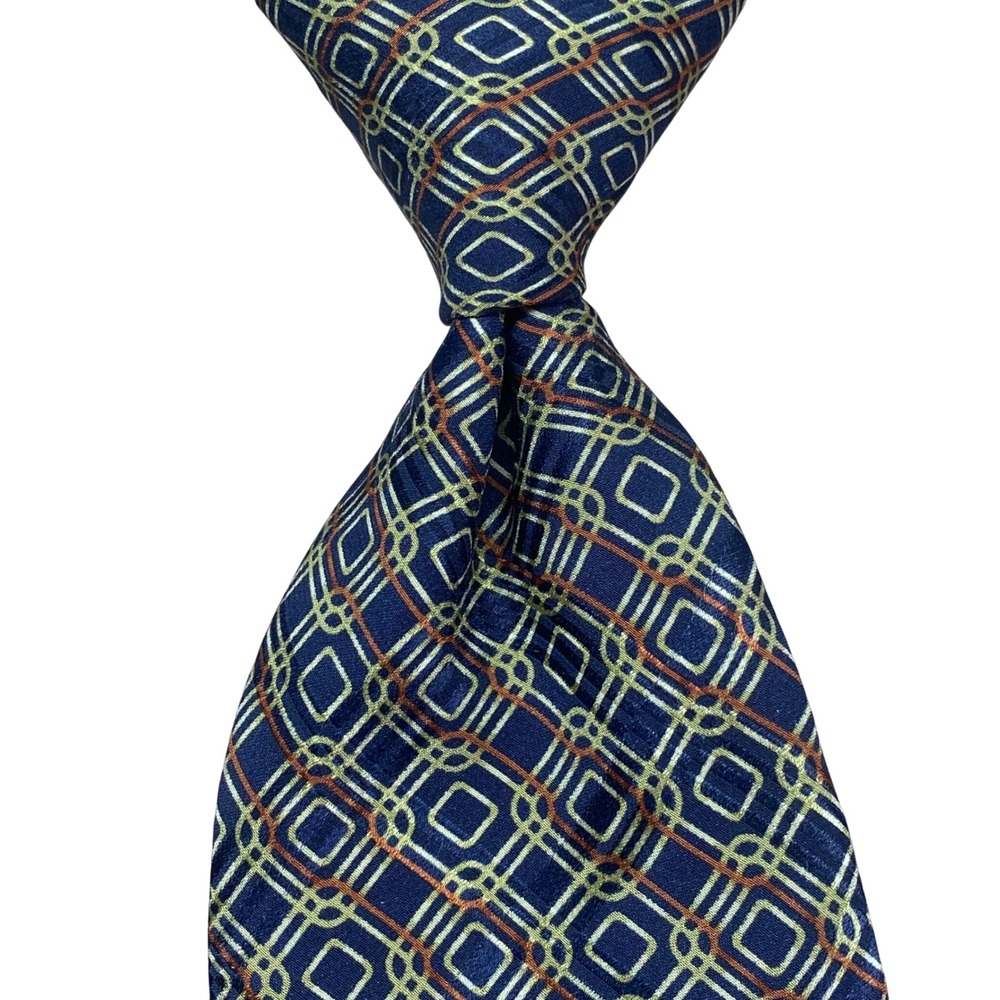 Vintage Structure Silk Necktie‎ Geometric Mens Blue USA 90s Corporate Retro